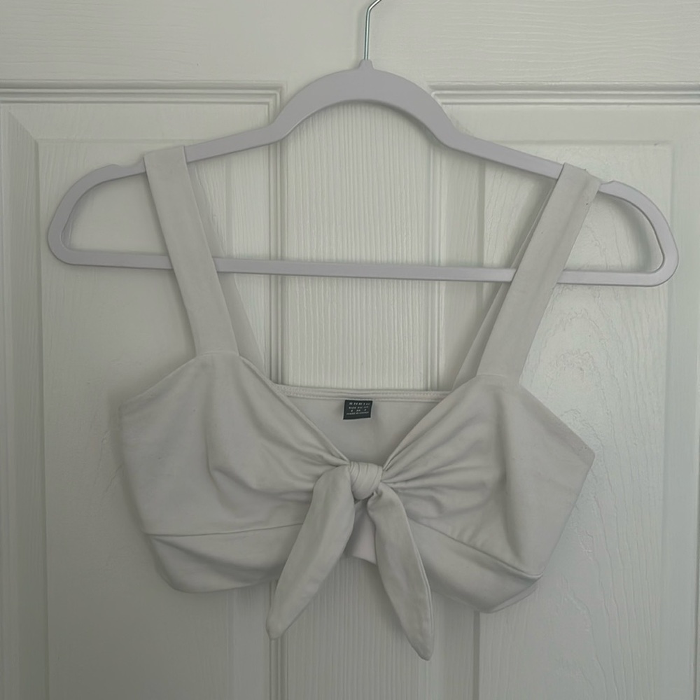 NEW White Tie-front Crop Top